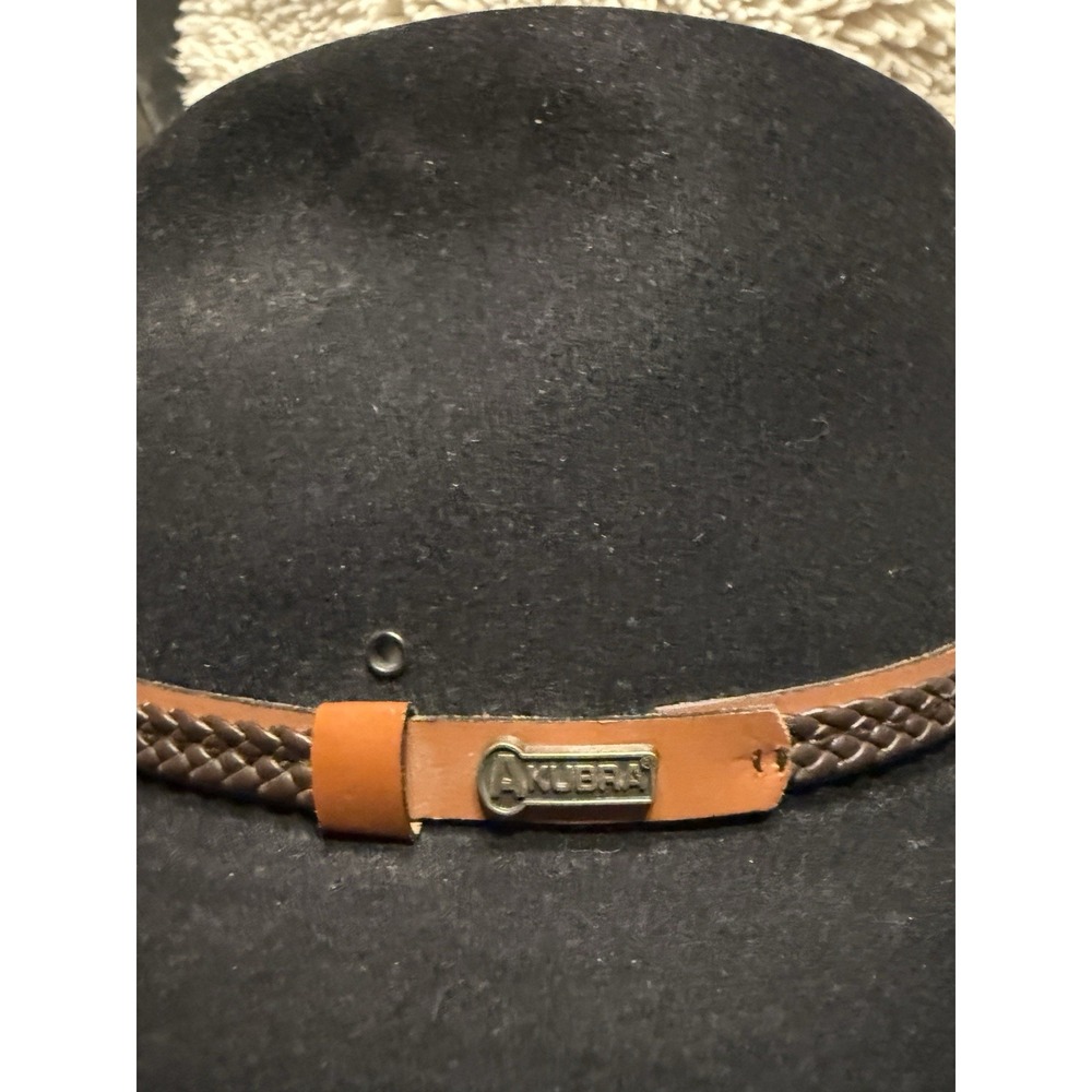 Akubra Kiandra Australian Cowboy Outback Black Pure Fur Felt Hat Size 54 - Picture 3 of 10